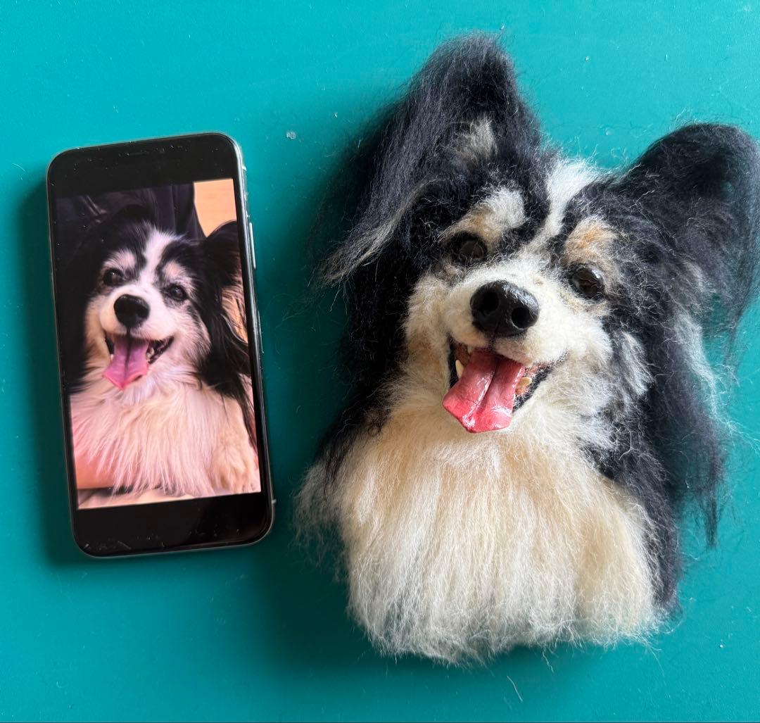 わんこ限定　うちの子プレート　わたわたペットの羊毛フェルト作品