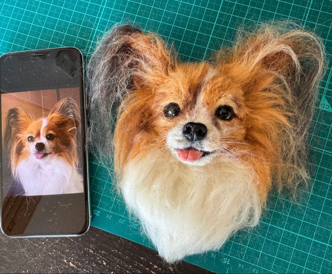 わんこ限定　うちの子プレート　わたわたペットの羊毛フェルト作品