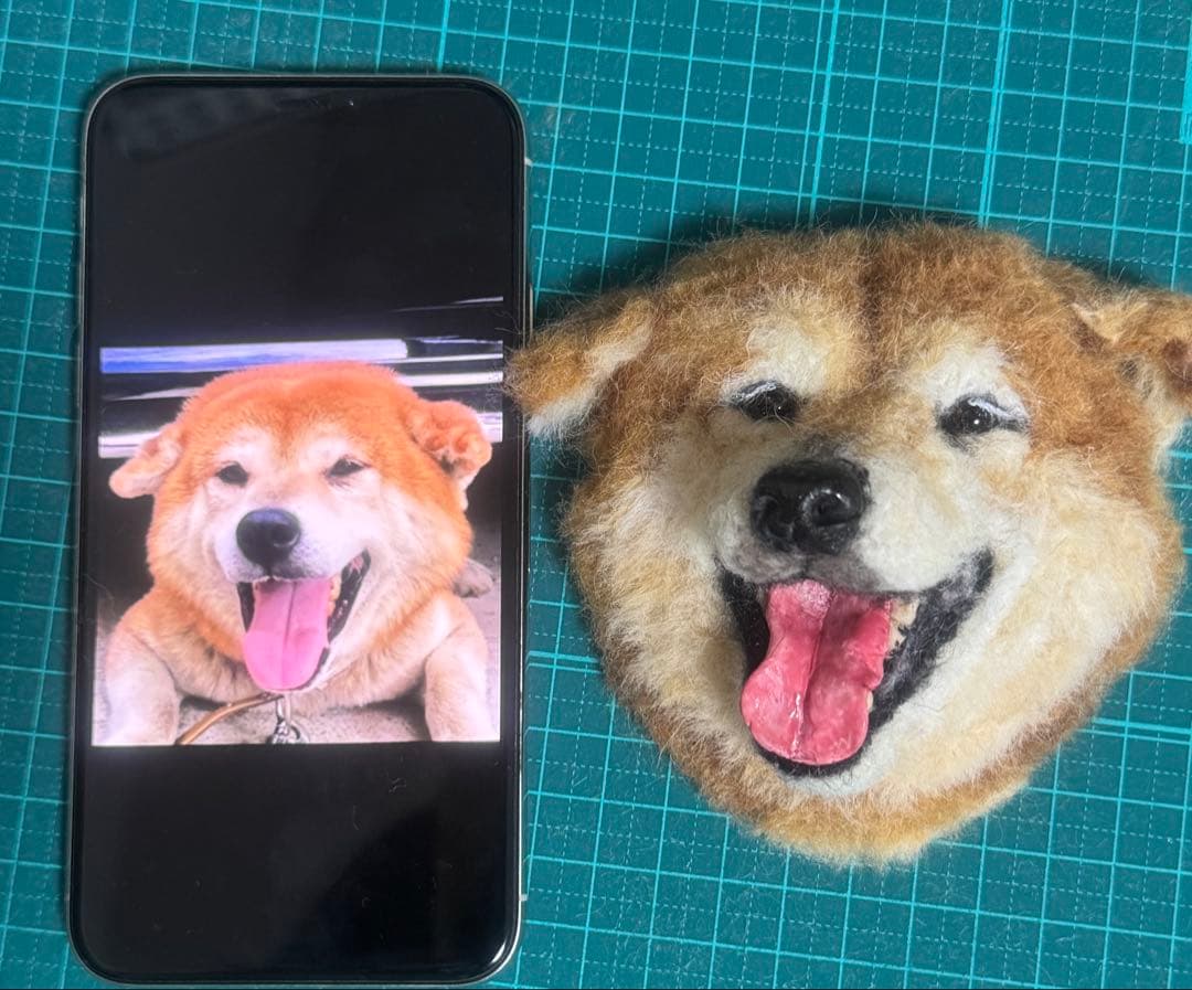 わんこ限定　うちの子プレート　わたわたペットの羊毛フェルト作品