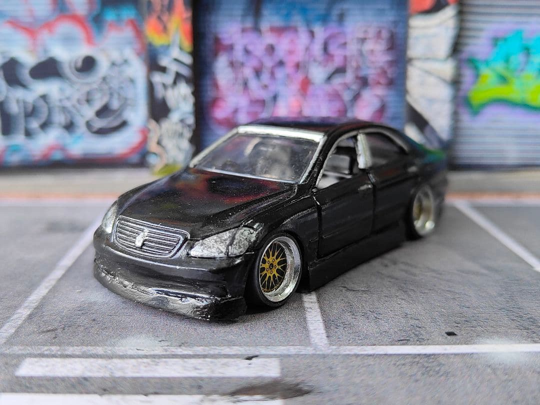 トミカ改造 トヨタ ゼロクラウンエアロ 廃盤VIP ☆深リム ホットウィール