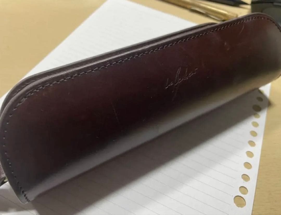 ルボナー デブペンケース サドルプルアップレザー(チョコ)