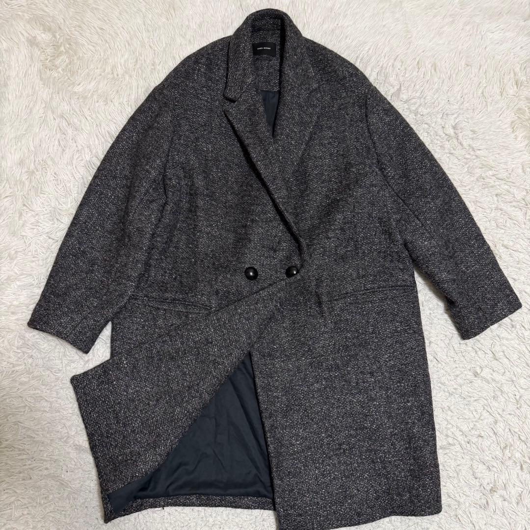 近年極美品　イザベルマラン　ツイードチェスターコート　くるみボタンオーバーサイズ