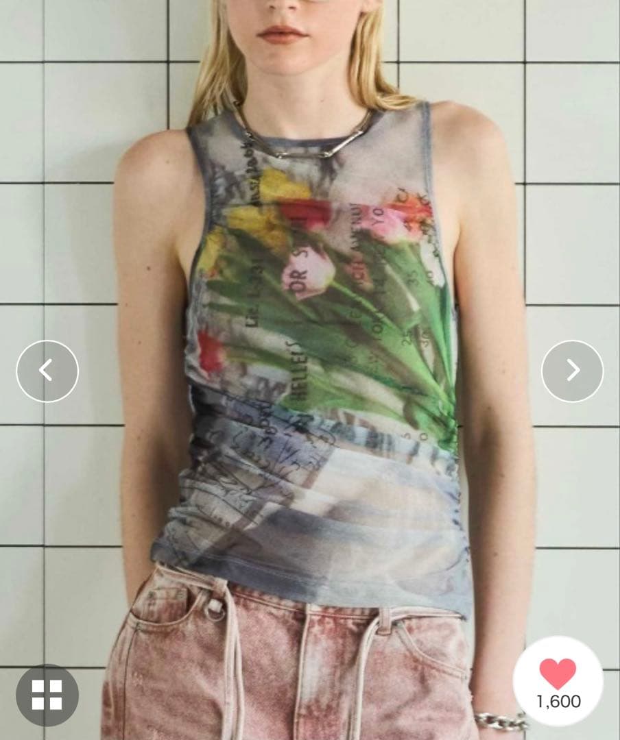 メゾンスペシャル チューリップギャザーメッシュタンクトップ