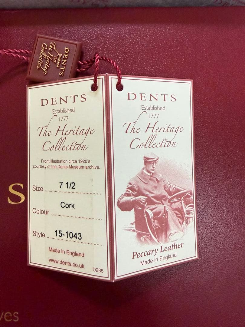 新品DENTS アンライニング ペッカリーレザー グローブ　CORKコルク 7H