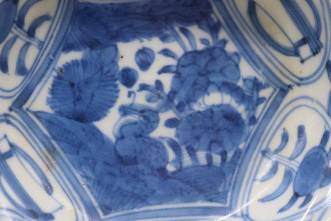 中国　明時代　染付小皿2点　芙蓉手　送料込み0605