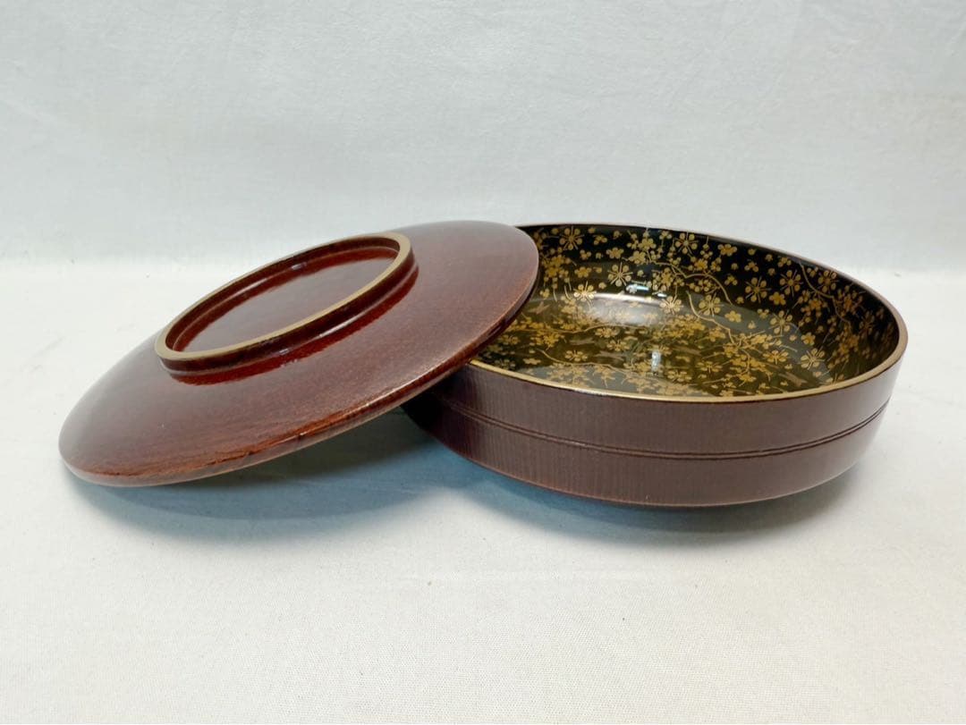 美品 大正〜昭和頃の時代 茶道具 木製溜塗 金彩蒔絵 菓物椀 見返し蒔絵 5客揃