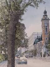 【真作】版画　織田義郎　リトグラフ　横浜開港記念会館（ジャックの塔）　Y173