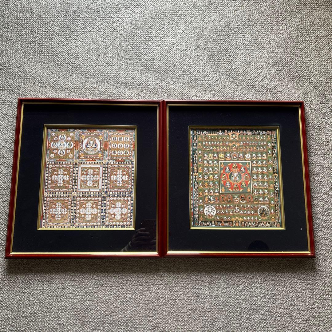 仏画 色紙 額装 2点セット　曼荼羅 仏教美術
