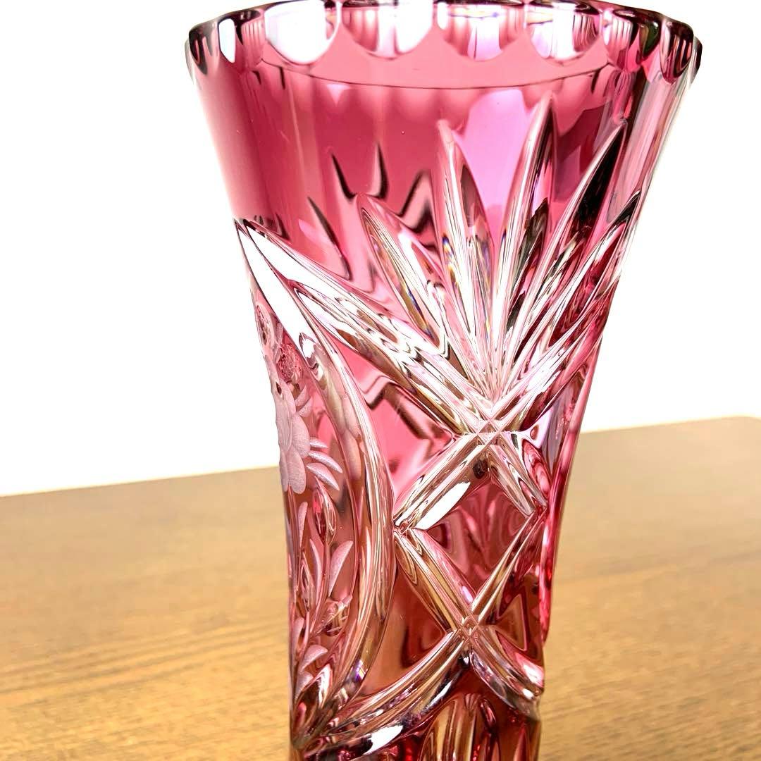 新品 ドイツ製 ドレスデン クリスタル ガラス 切子 花瓶 フラワーベース