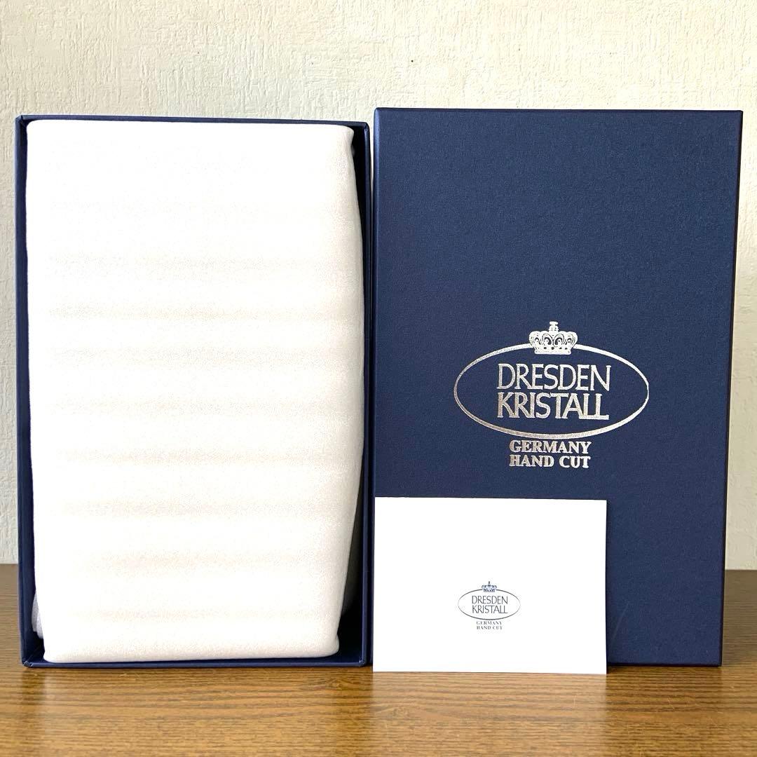 新品 ドイツ製 ドレスデン クリスタル ガラス 切子 花瓶 フラワーベース