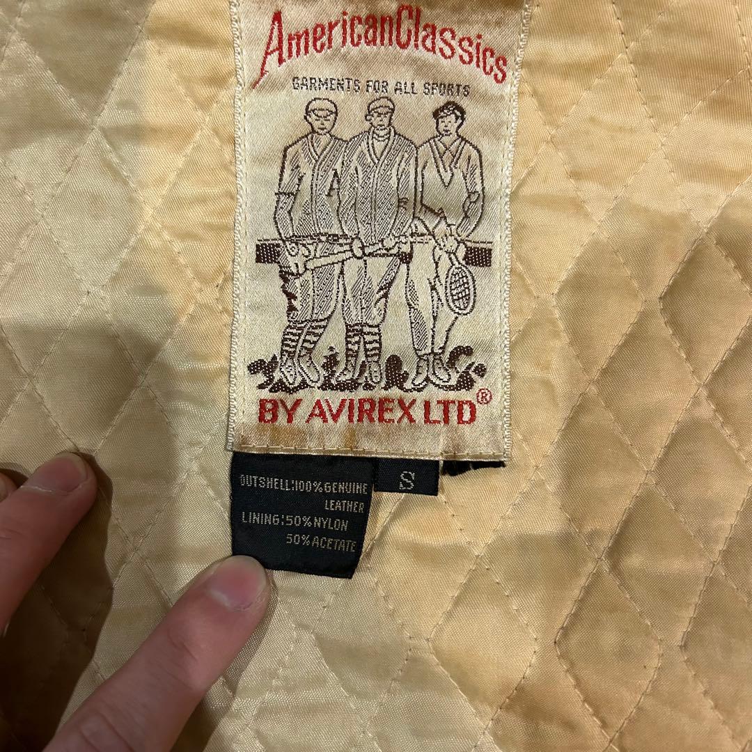 90s AVIREX アヴィレックス オールレザースタジャン ブラウン S