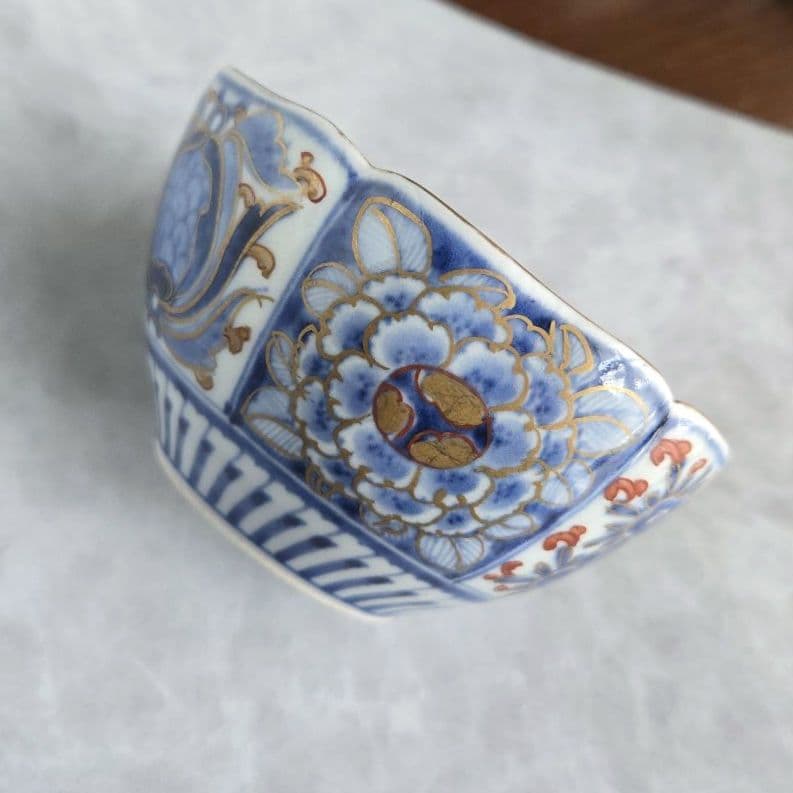 古伊万里　金彩　赤絵　染付　向付　江戸時代　骨董　金継ぎ　アンティーク