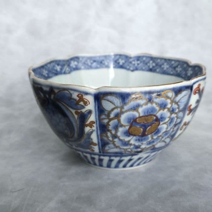 古伊万里　金彩　赤絵　染付　向付　江戸時代　骨董　金継ぎ　アンティーク