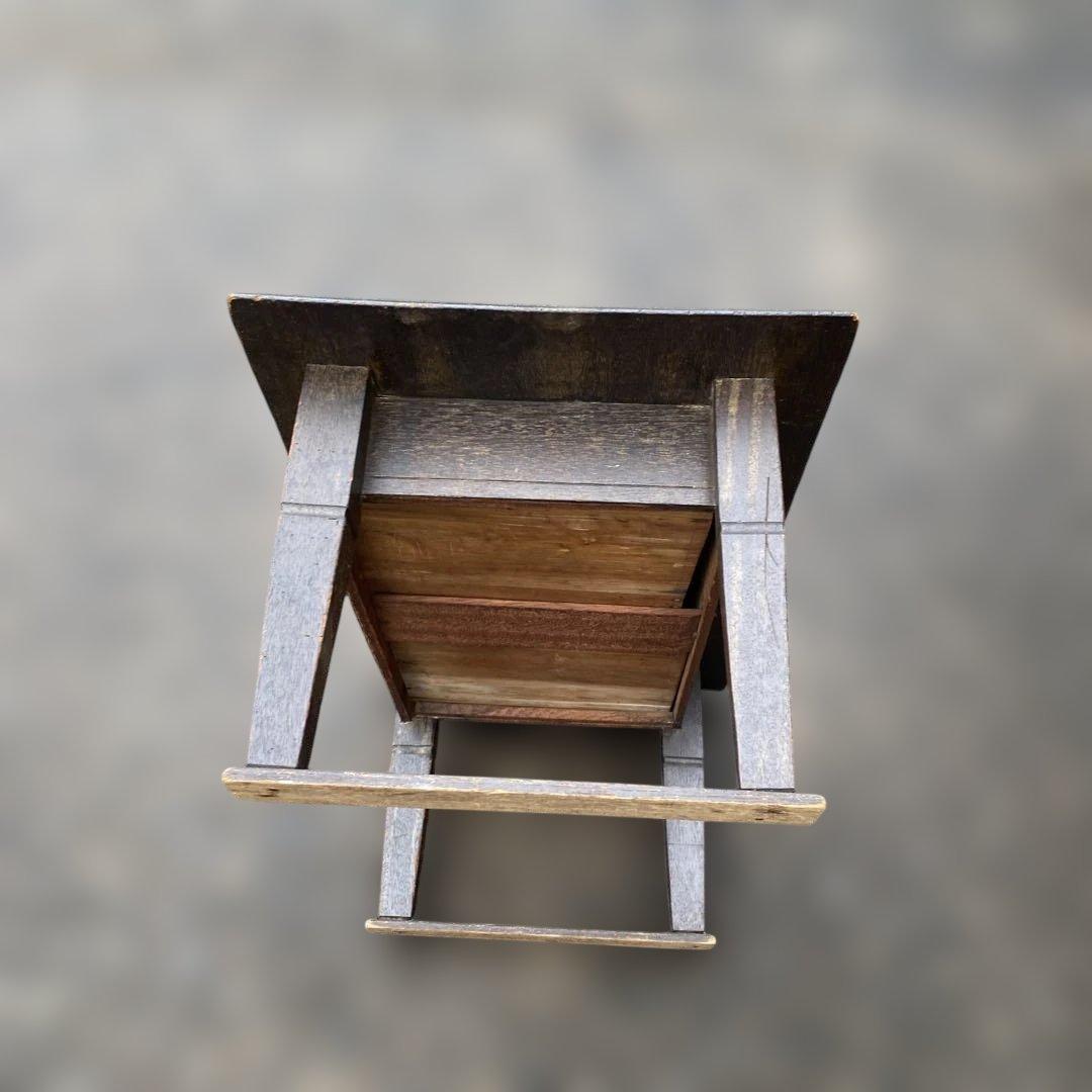 木製文机 引き出し付き ダークブラウン　昭和レトロ　古民具