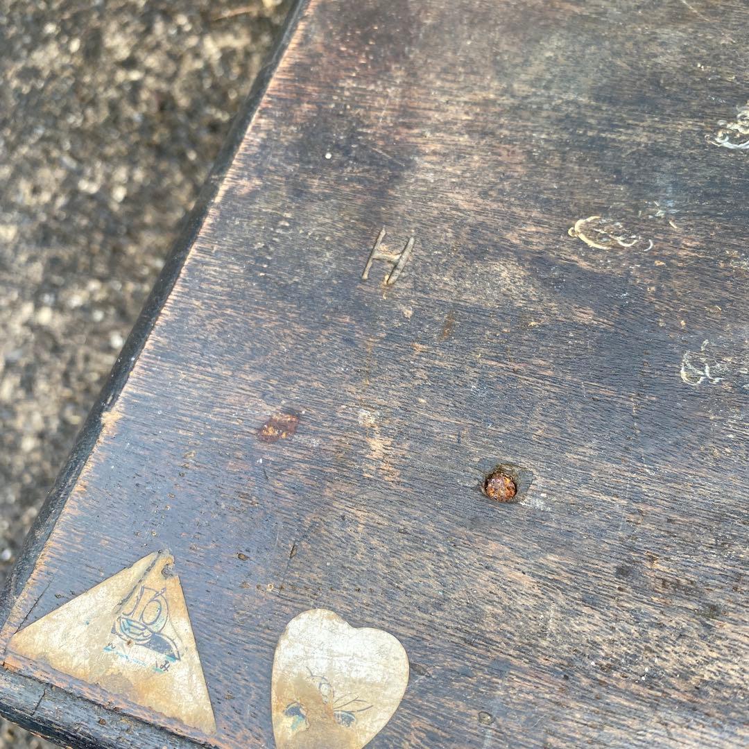 木製文机 引き出し付き ダークブラウン　昭和レトロ　古民具