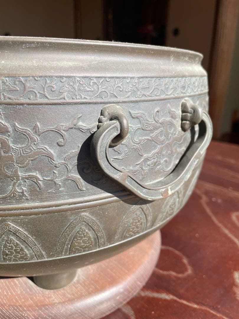 美品　骨董品　100年前　鉄製 火鉢 2個セット　直径30センチ