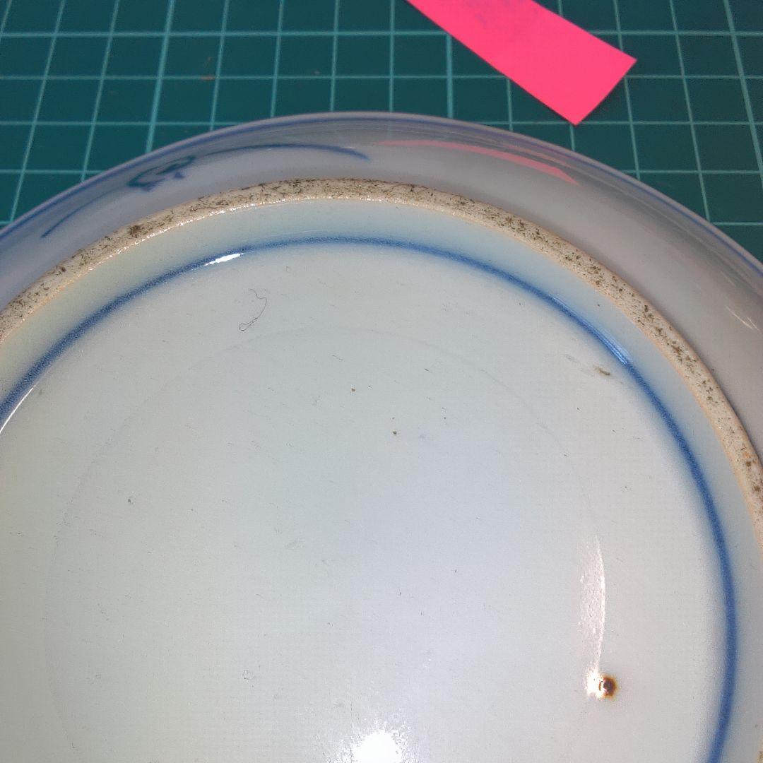 青白い花柄皿 4枚セット 中古 欠けありますニュー