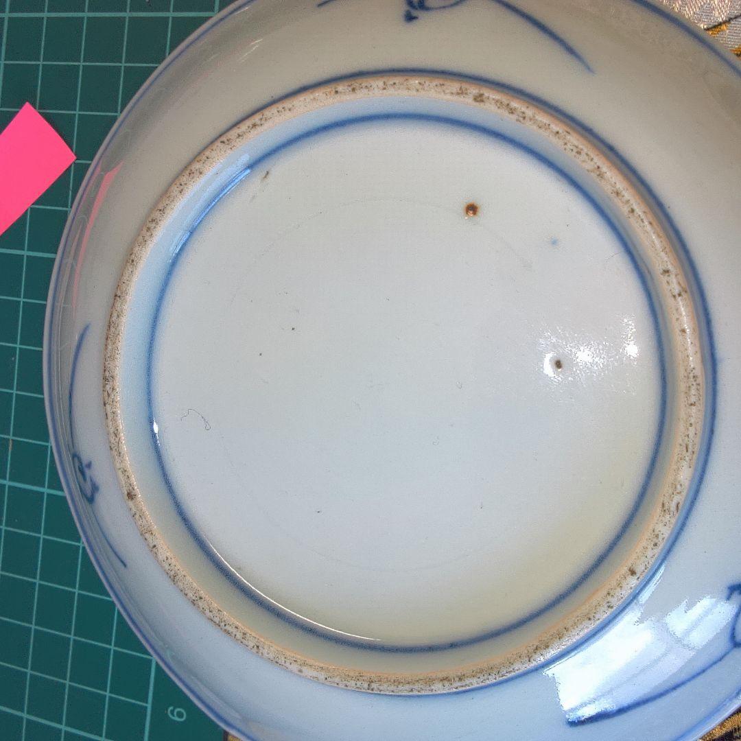 青白い花柄皿 4枚セット 中古 欠けありますニュー