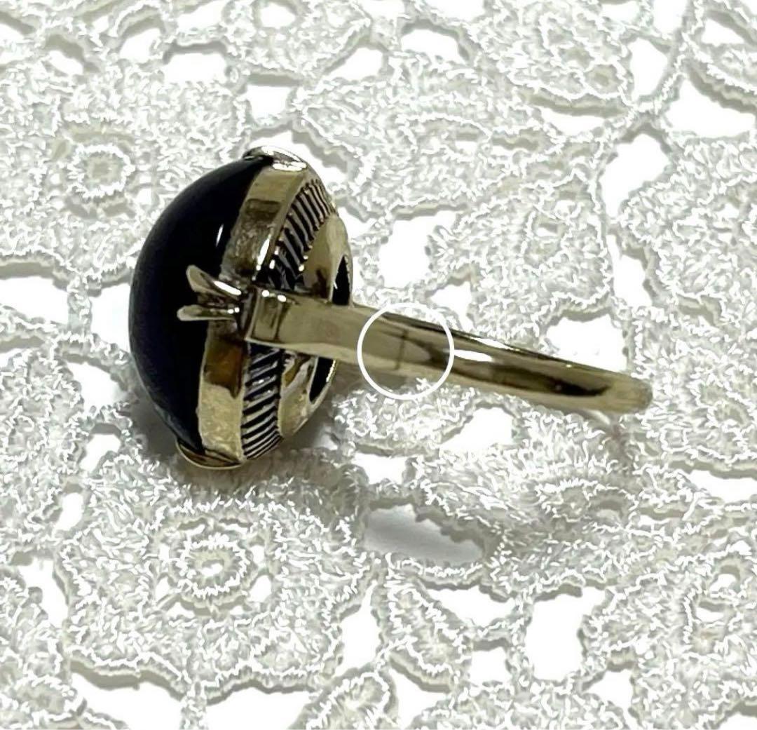 k14WG アメジストカボション リング 千本透かし レトロ