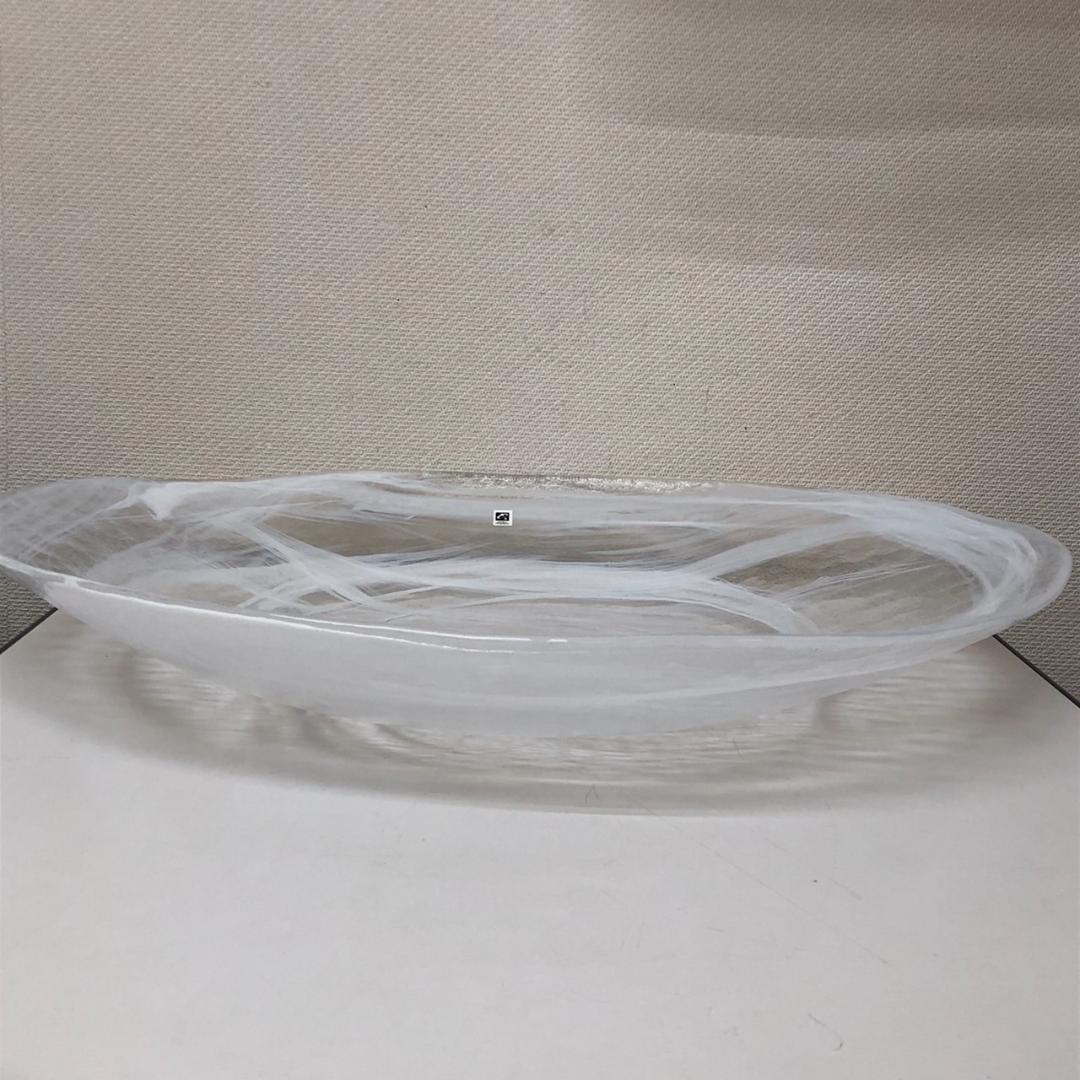 未使用　月夜野工房　ガラス大型花器　水盤　大皿　585×470