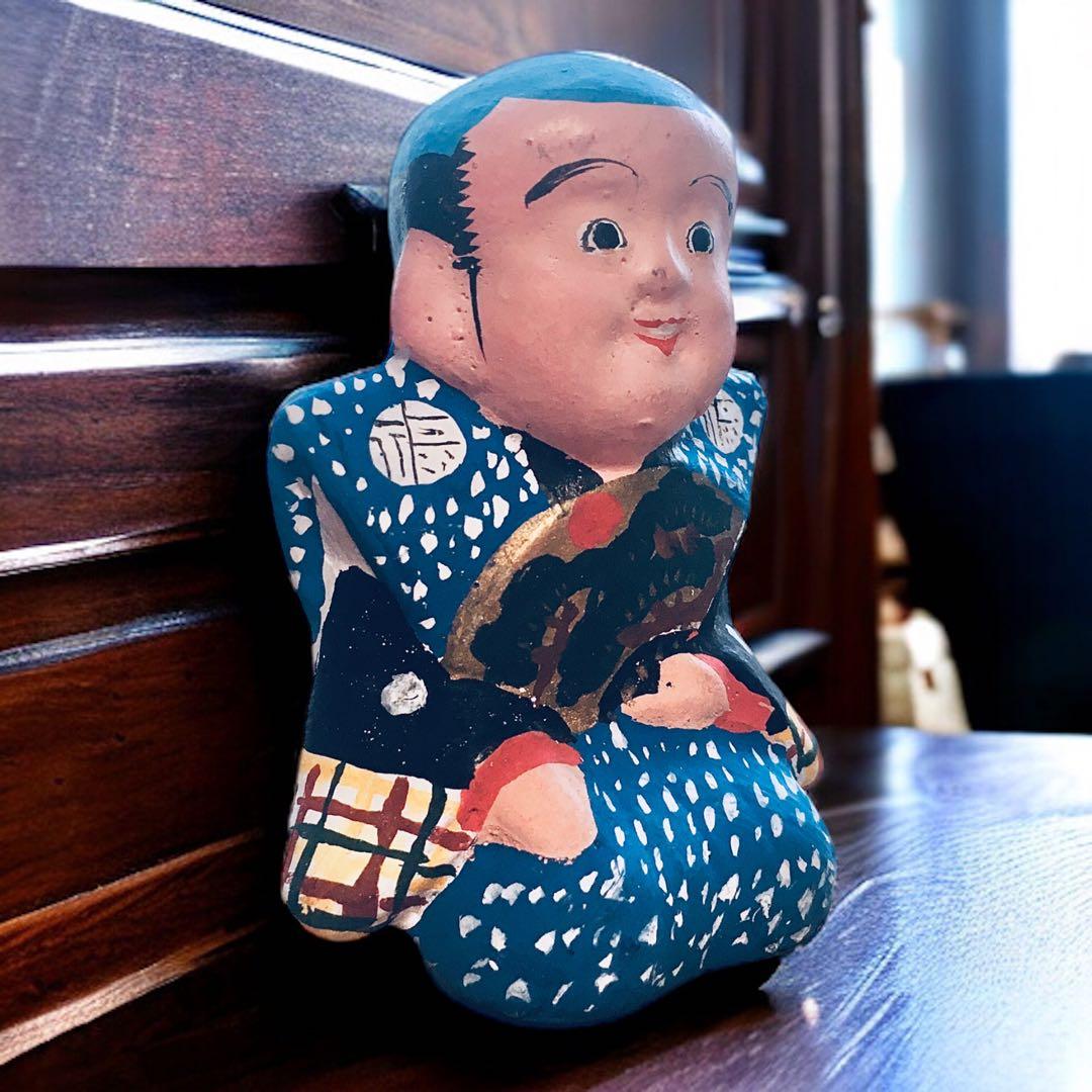 長野県 郷土玩具 中野人形 福助①中野土人形 奈良久雄 商売繁盛 福徳招来　民藝