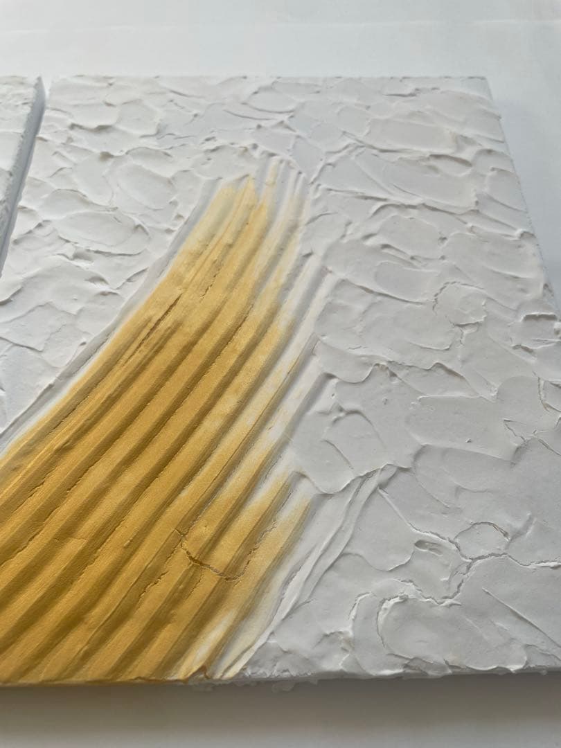 白とゴールドのテクスチャーアート 抽象画/現代アート/モダン/パネル/絵画/金