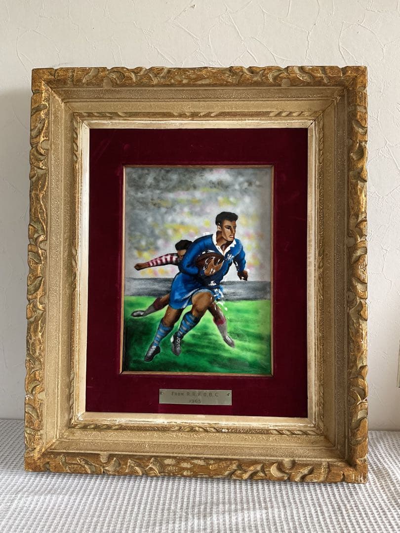 ラグビー画1965年「ラグビーのエナメル画/七宝画」「R.R.F.O.B.C」