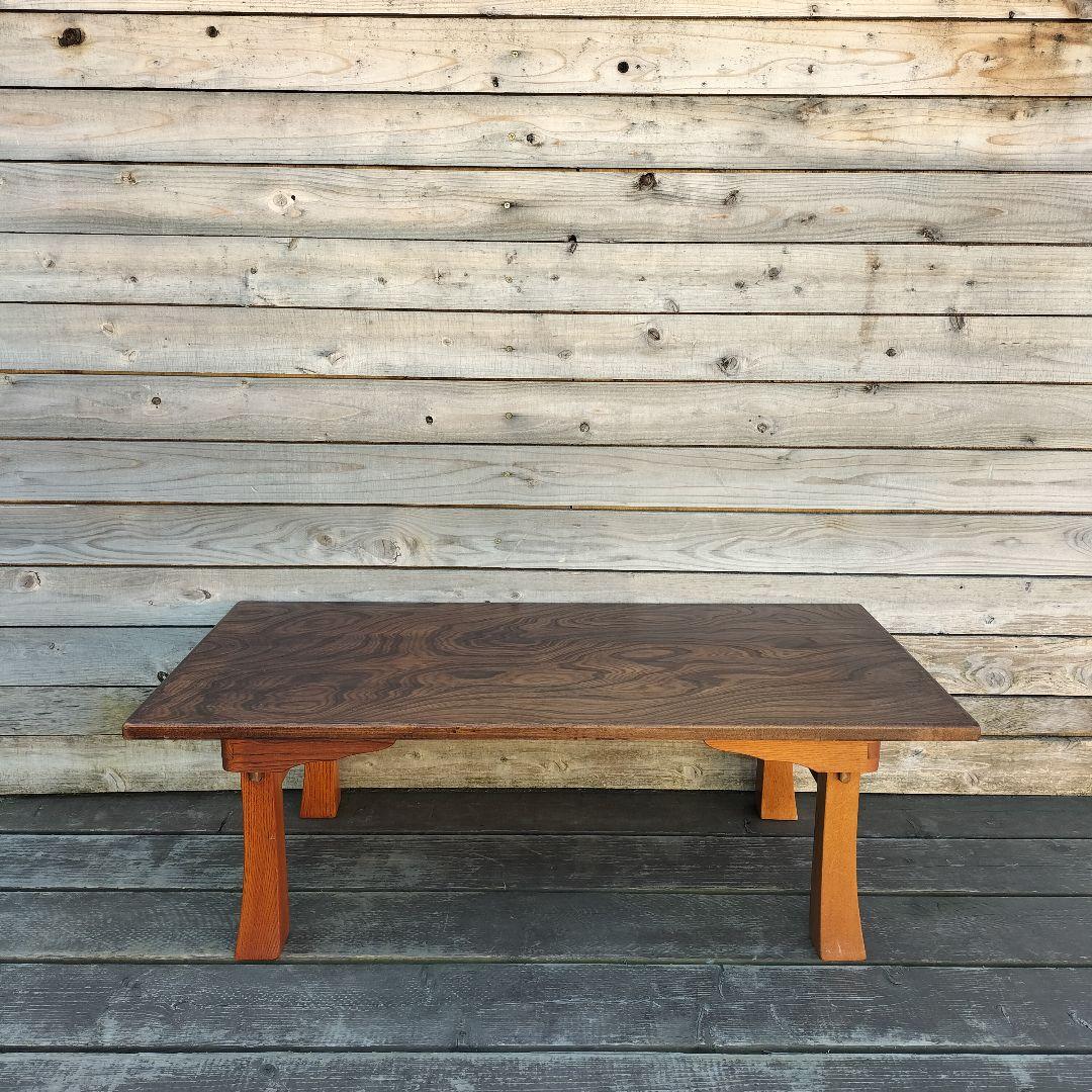 M♦アンティーク　欅　二月堂　折り畳みコーヒーテーブル　センターテーブル