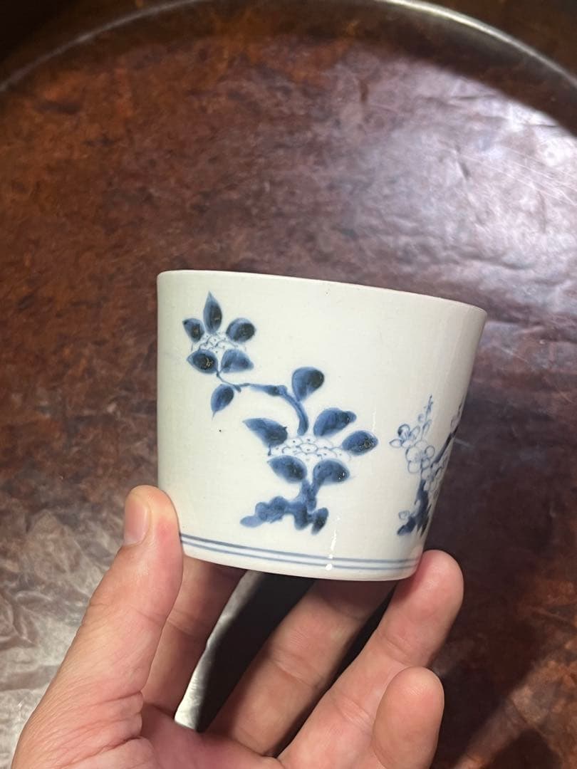 古伊万里　蕎麦猪口　あじさい　鶯　ウグイス　梅　雀　雲雀　紫陽花　民芸　民藝