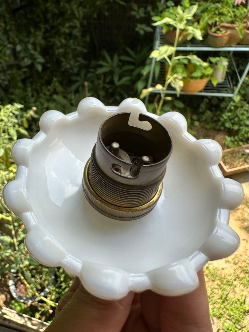 20年代 フランス アンティーク オパリンミルクガラスのお花アトリエランプ＊