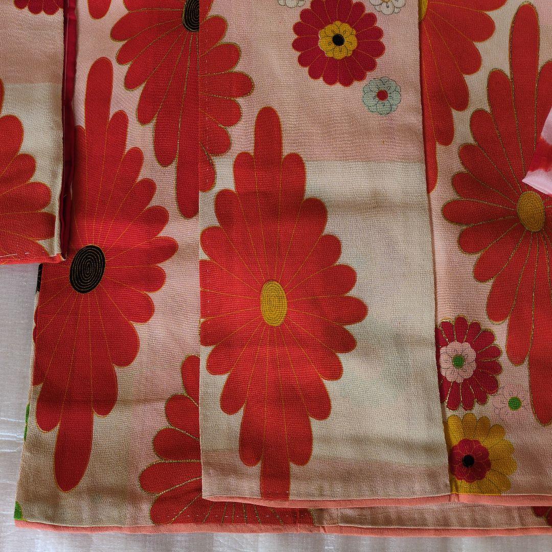 七五三７歳アンティーク着物と丸帯、帯揚げ帯締めしごき（長襦袢付き）