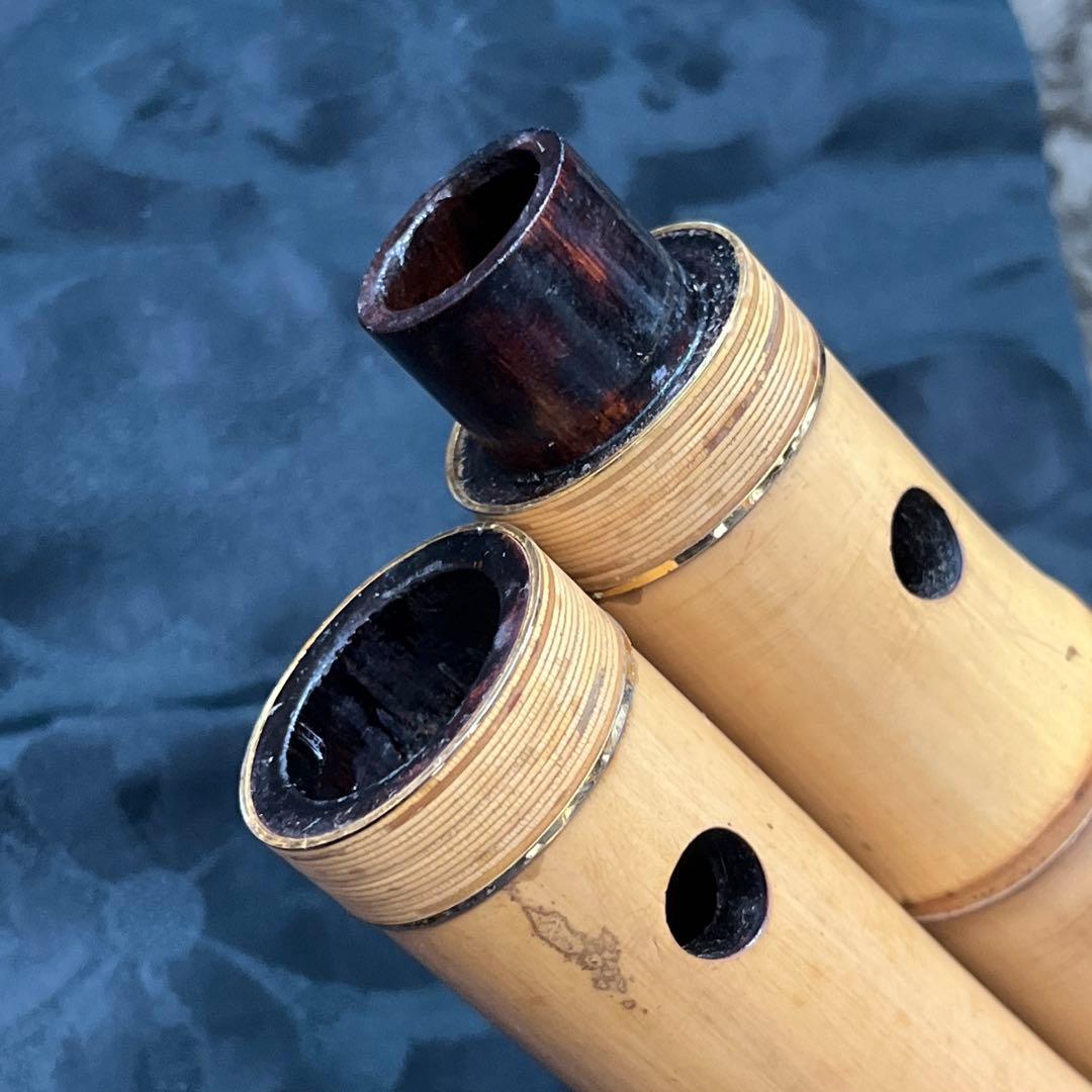 尺八 琴古流 在銘 2印 二尺管 中継ぎ籐巻き金？三線 【音出し確認済み】