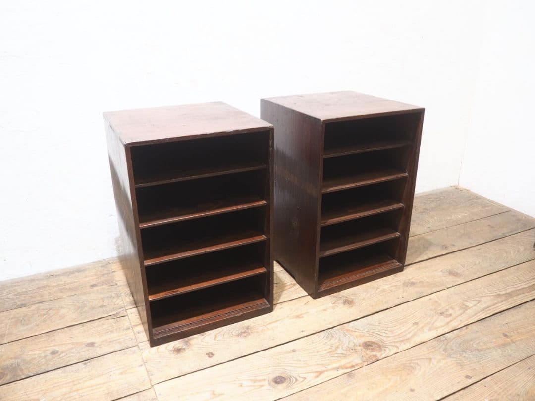 1216 2台セット　レトロな収納棚　飾り棚　本棚　ケース　古家具　アンティーク