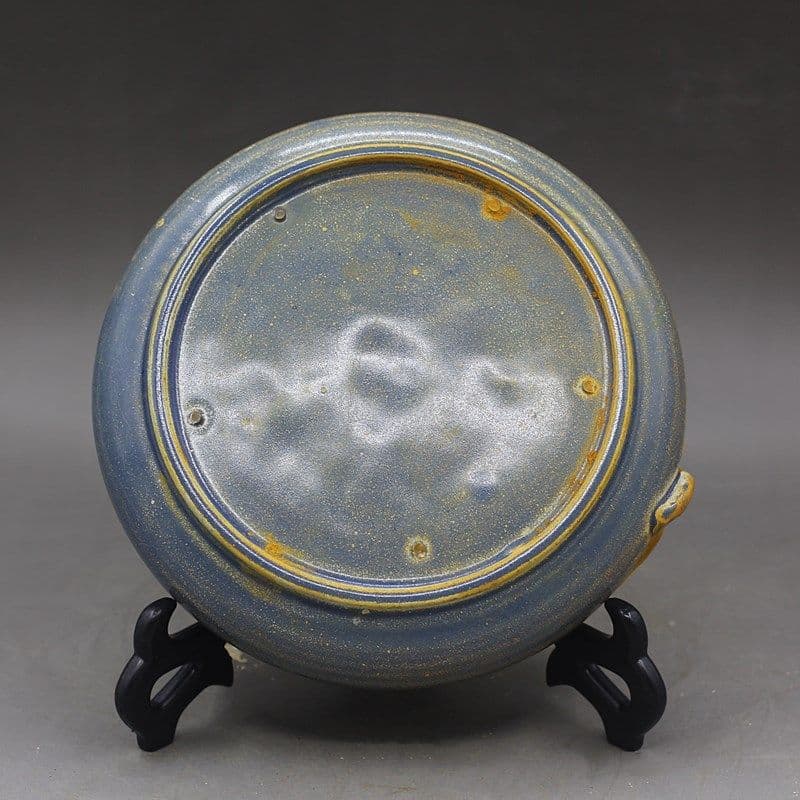 宋越窯浮彫竜紋桃型筆洗 書道具 文房具 現代工芸品 美術品 置物