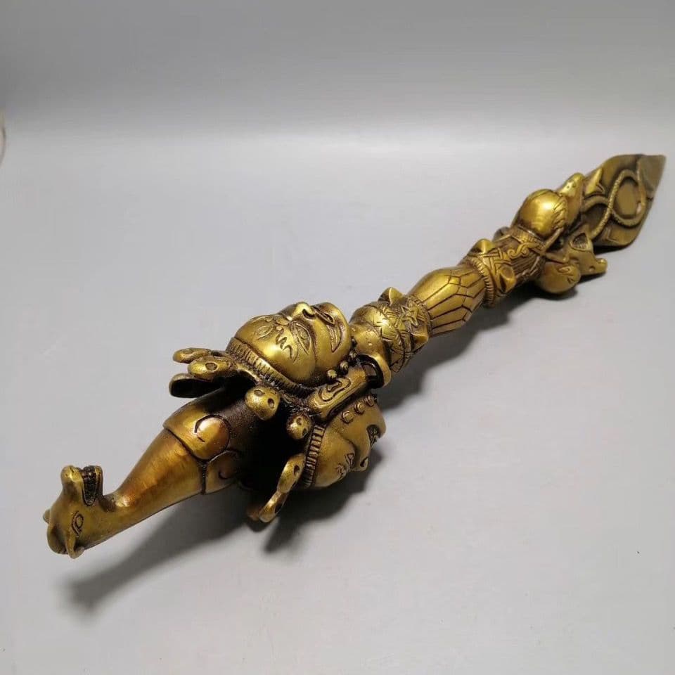 仏教美術 法器 馬頭明王三面普巴杵 降魔杵 辟邪 開運 風水招財 置物工芸品