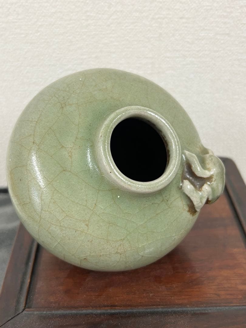 中国明時代　龍泉窯青磁水盂 文房具　胴直径約9.5㎝ BL2-4