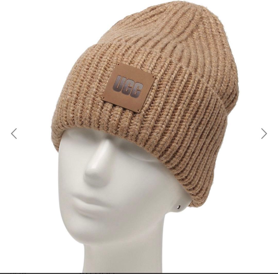 UGG ベージュ リブ編み ニット帽
