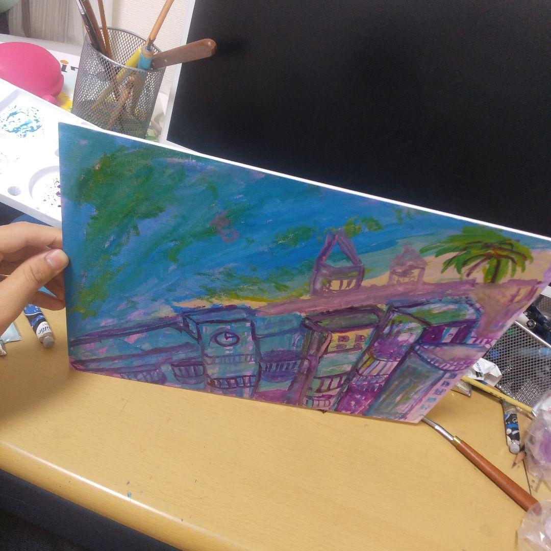 絵画　作品名　「毒と青と春」