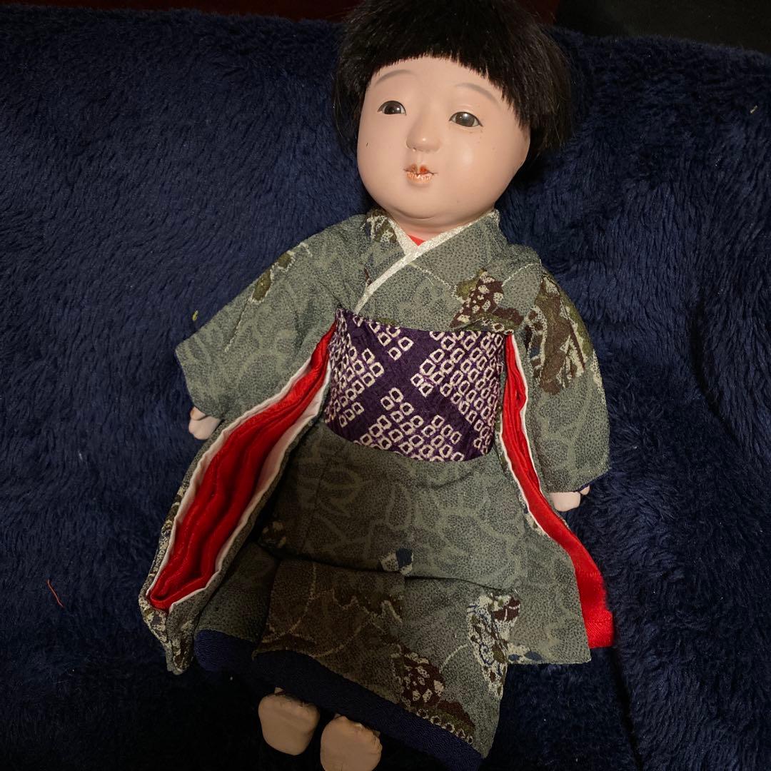 マ様おまとめ　市松人形　2体　男の子と女の子　鳴き　正絹縮緬着物
