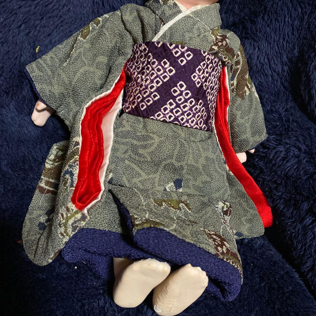 マ様おまとめ　市松人形　2体　男の子と女の子　鳴き　正絹縮緬着物