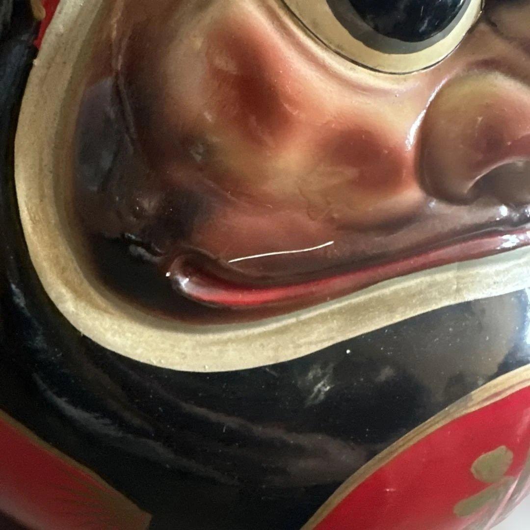 ヴィンテージ希少品‼️陶器ダルマ貯金箱　赤色の達磨 置物