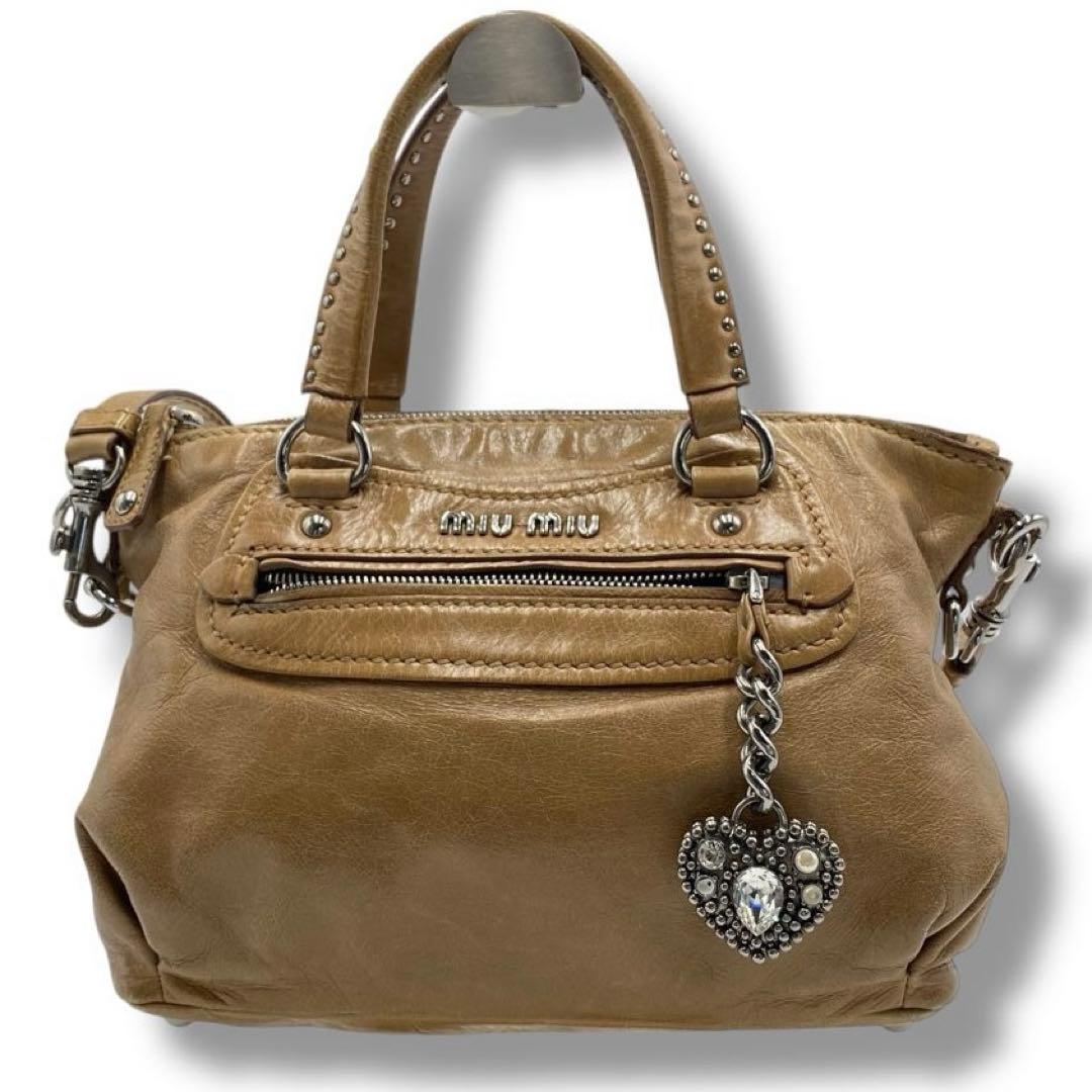 良品 MIUMIU 2WAY バッグ archive レザー Y2K ブラウン