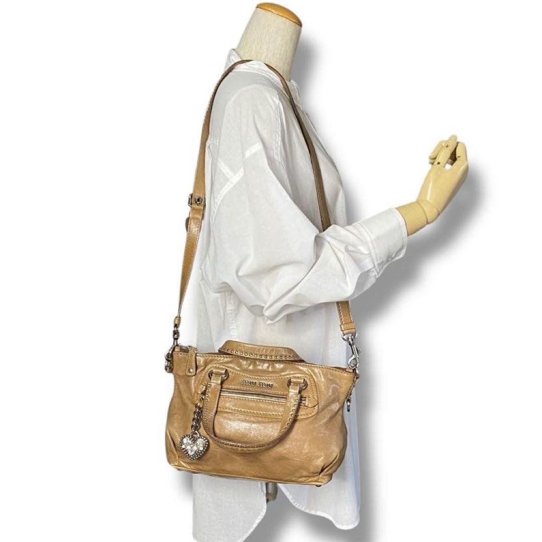 良品 MIUMIU 2WAY バッグ archive レザー Y2K ブラウン