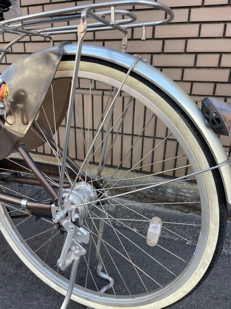 電動アシスト自転車 ブラウン 26インチ 前カゴ付き