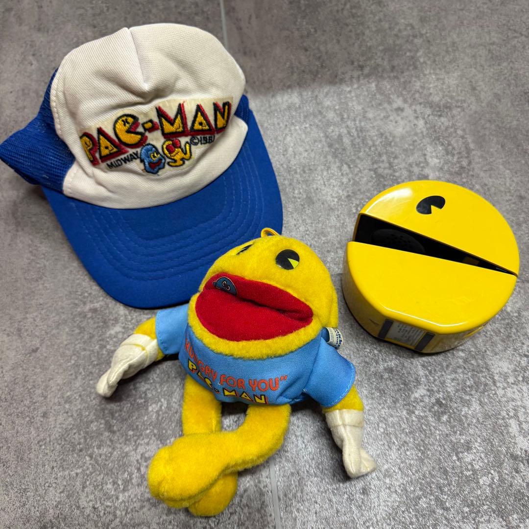 80s パックマン 電話 ぬいぐるみ キャップ 3点セット