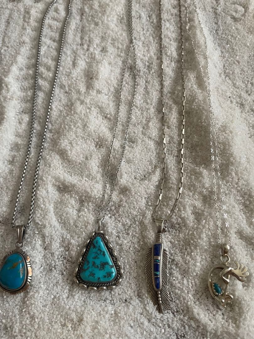 【インディアンジュエリー】刻印ありターコイズココペリシルバーネックレスペンダント