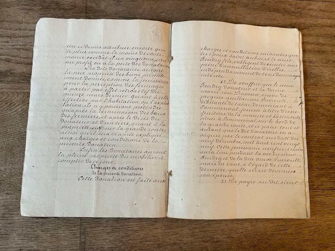 フランスアンティーク　1800年代の古文書