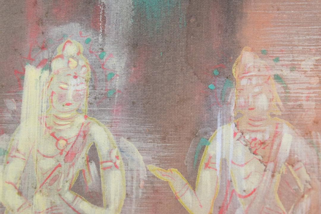 【真作】豊/三尊佛図/掛軸☆宝船☆AB-63