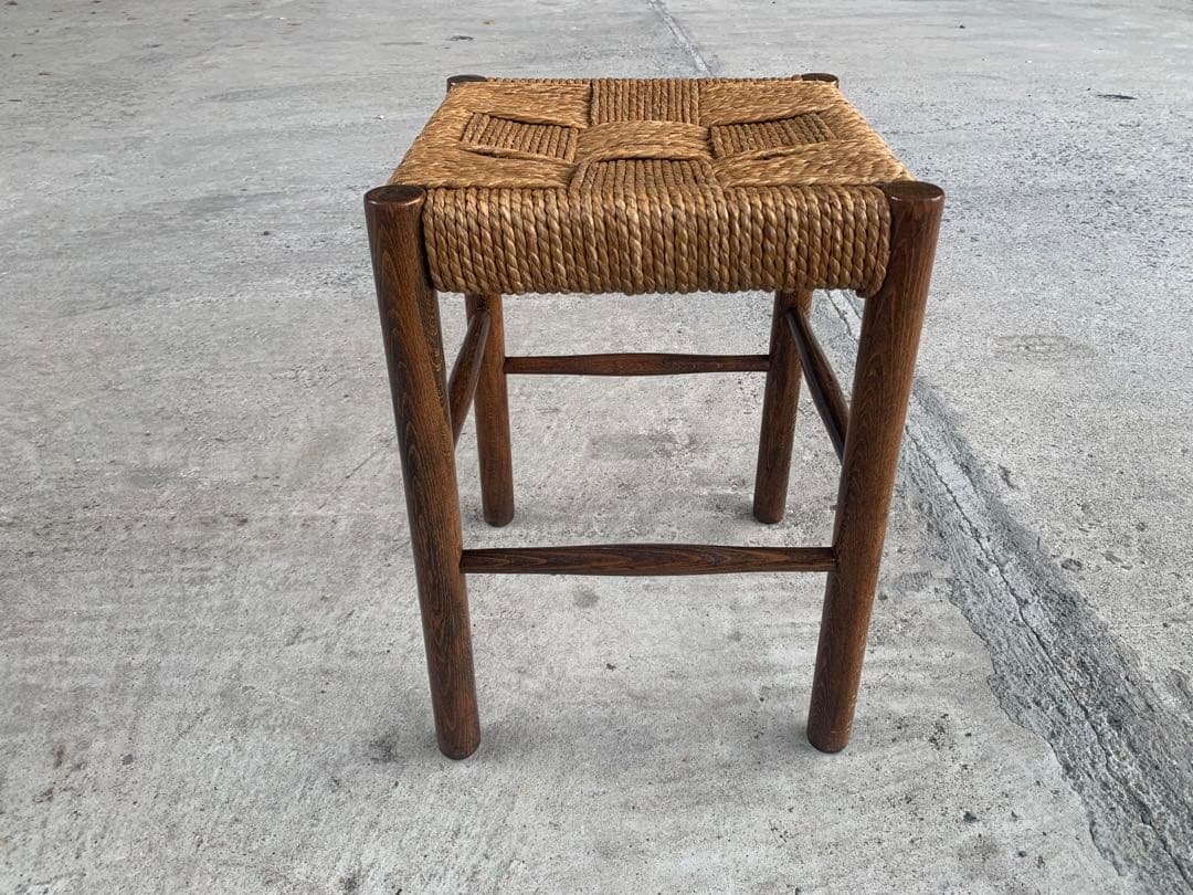 アンティーク ラッシュ スツール 縄編み チェア 民芸家具 椅子 No.3