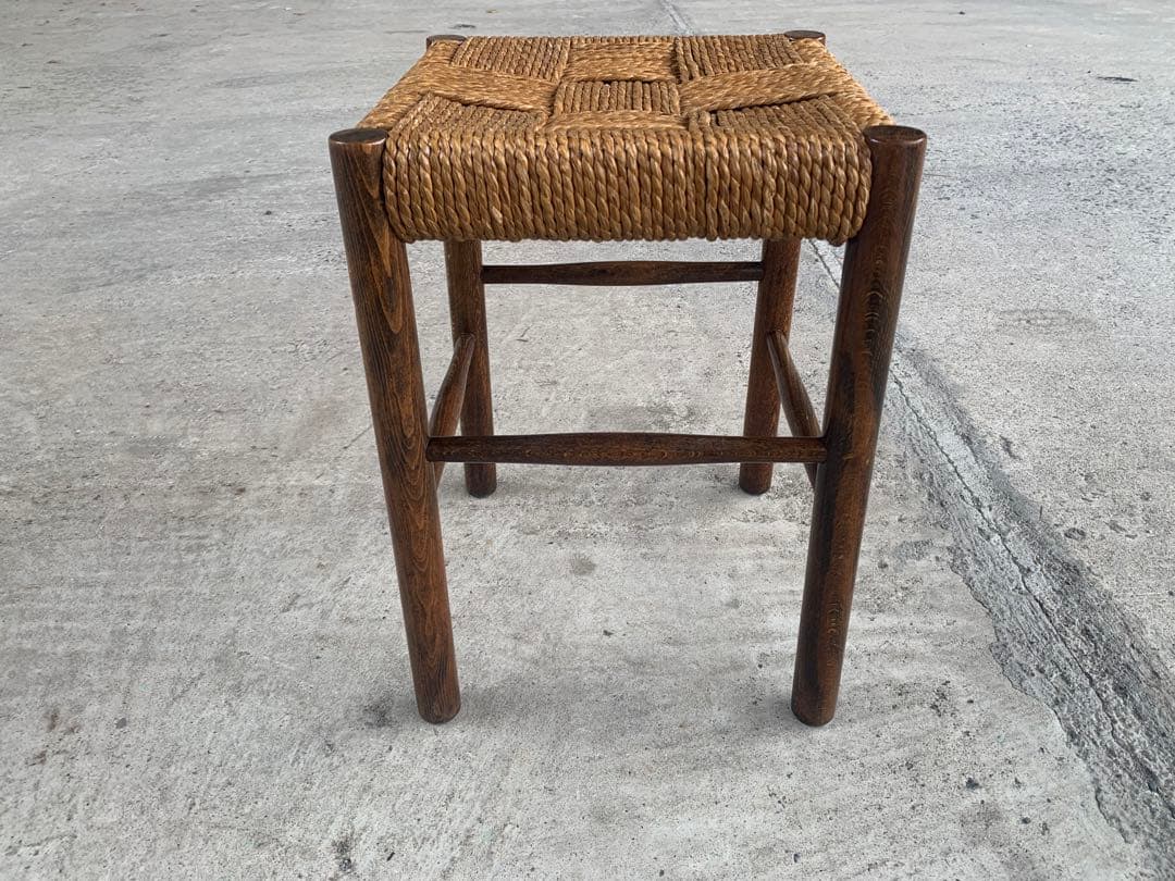 アンティーク ラッシュ スツール 縄編み チェア 民芸家具 椅子 No.3
